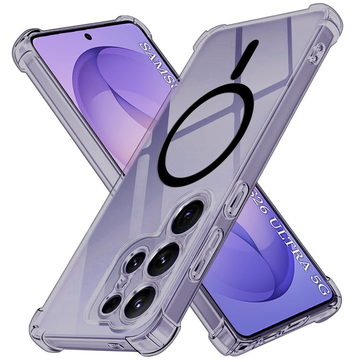Husa pentru Samsung S26 Ultra DaDen Antishock MagSafe, Incarcare wireless Ultra Protection, Protectie colturi, Anti soc, Rezistenta la impact, Fumuriu
