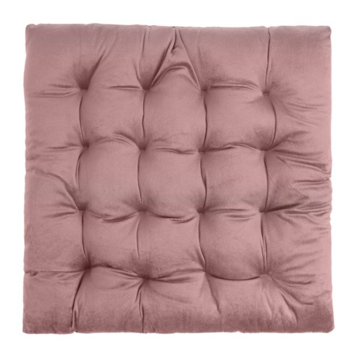 Perna pentru scaun, decorativa, de iarna, velvet, roz, 40x40x5cm