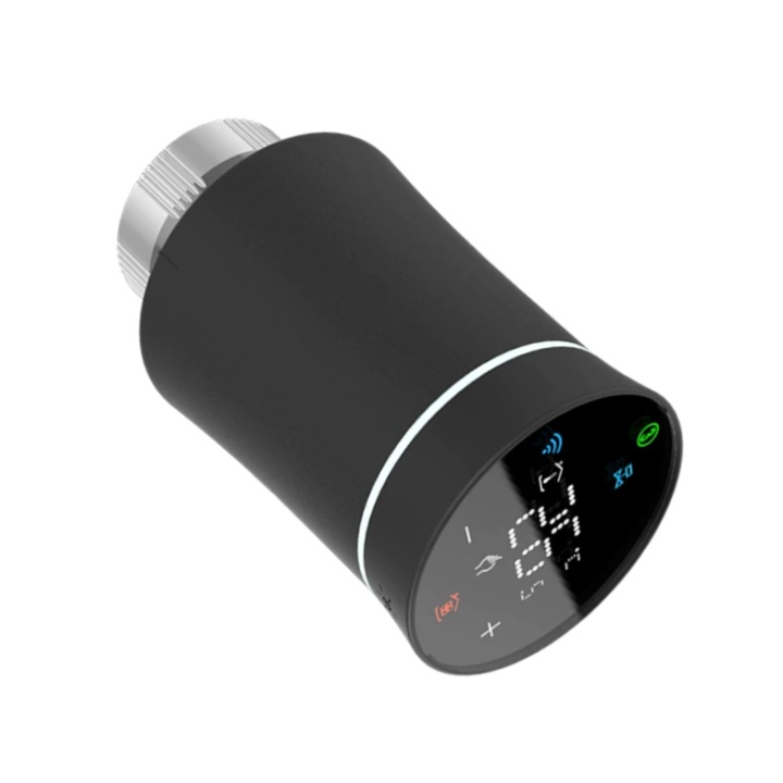 Cap termostatic inteligent ZigBee 3.0, Secutek, Negru, design elegant, cu comenzi tactile