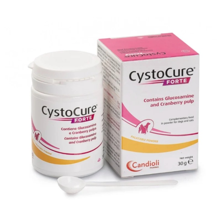 Hrana complementară pulbere pentru câini și pisici, Candioli Cystocure FORTE, 30 g, multivitamine, susține imunitatea