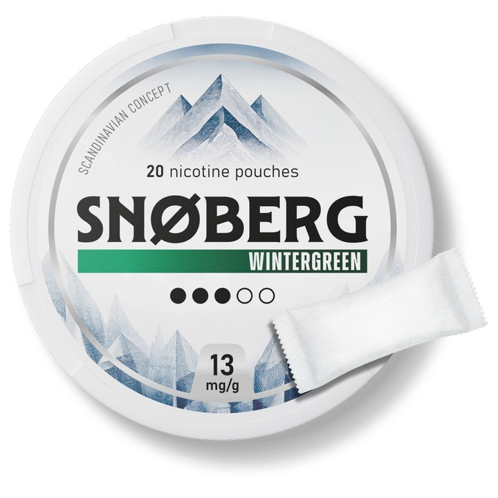 Pliculete cu nicotina SNOBERG Wintergreen, 20 pliculete, tarie medie, format slim