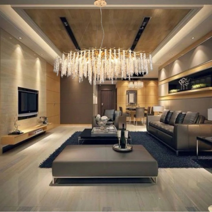 Candelabru Auriu Oval, LED LIGHT, 12x Bec E14, 120x55cm