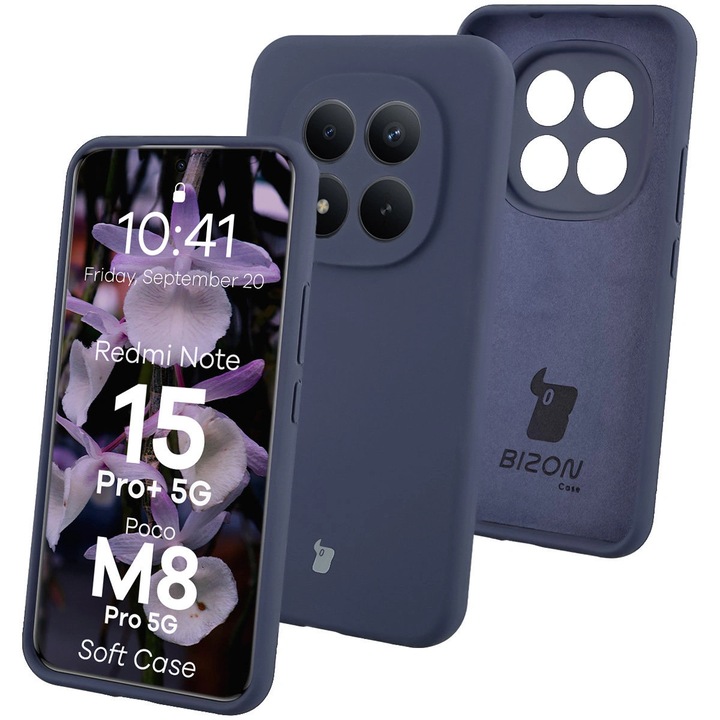 Husa, Bizon Soft Case pentru Xiaomi Redmi Note 15 Pro Plus 5G / POCO M8 Pro 5G, albastru inchis