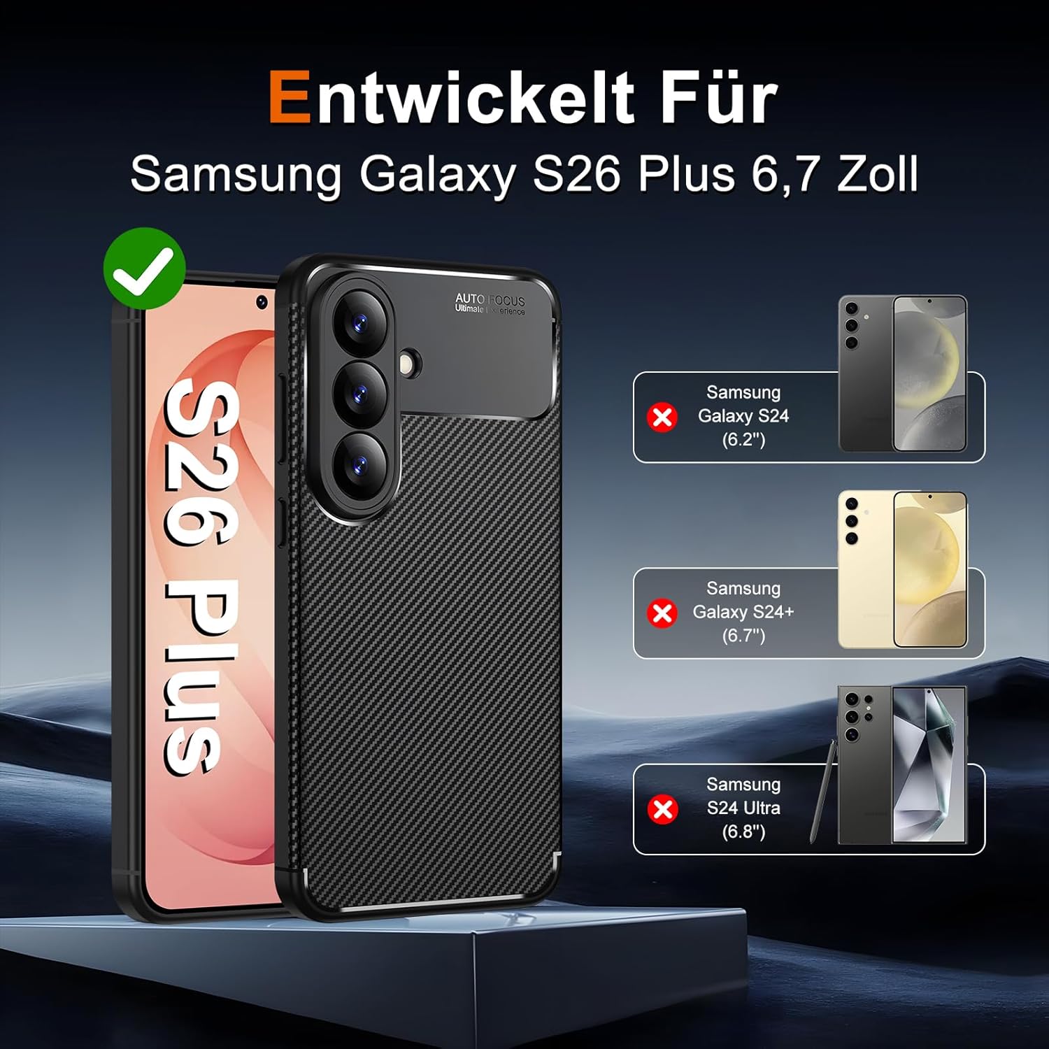 Husa Alc Mobile auto focus carbon compatibila cu Samsung Galaxy S26 Plus