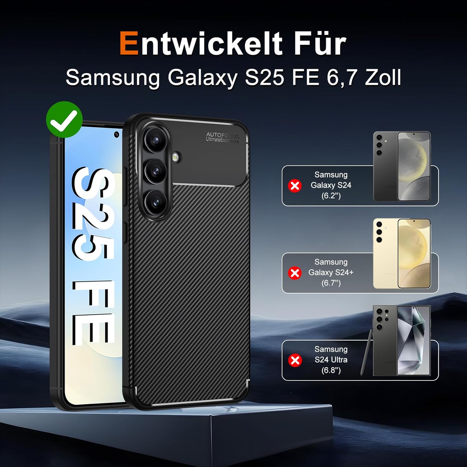 Husa Alc Mobile auto focus carbon compatibila cu Samsung Galaxy S25 Fe