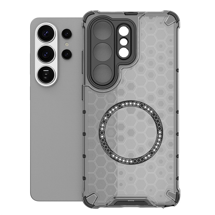 Husa compatibil cu Samsung Galaxy S26 Ultra cu protectie spate si margini anti-soc, Fumuriu – Model Fagure