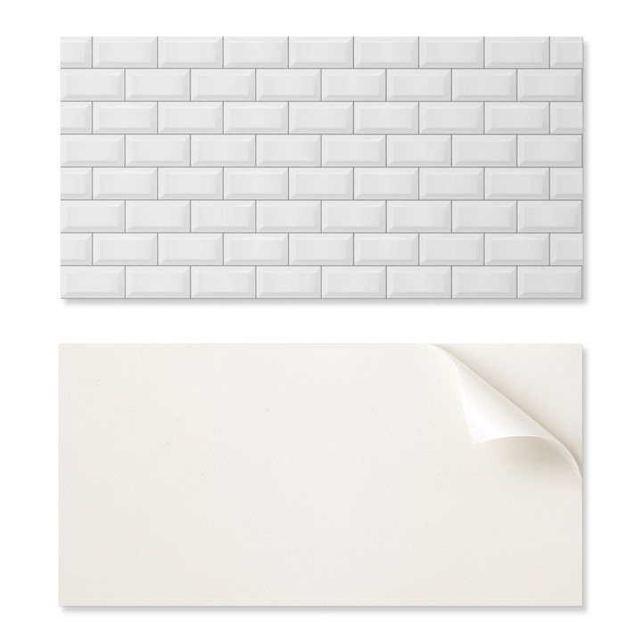 Coloray dekorációs csempe szett, 10 db, PVC, 40x20cm, nedvességálló, fehér