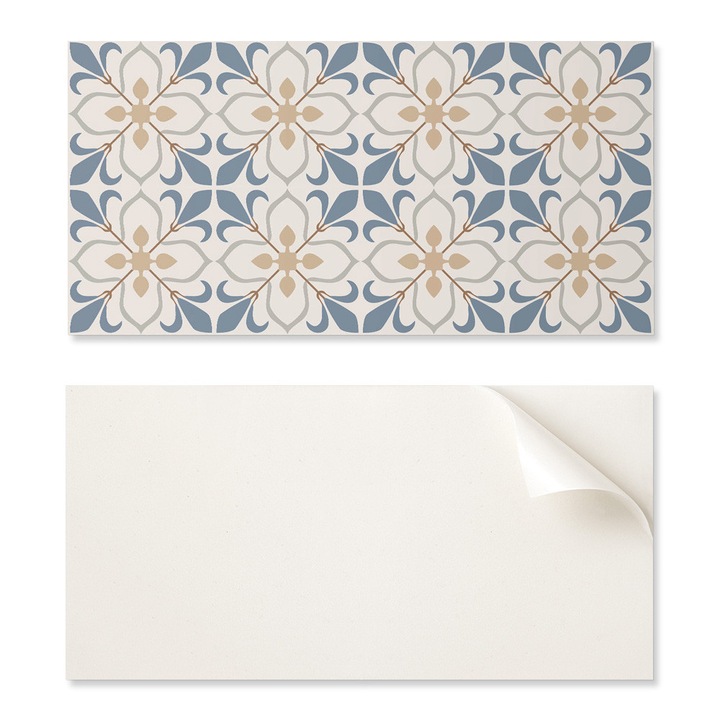 Set de Placi Vinilice Coloray, Motiv Floral, 10 bucati, 40x20cm, rezistent la umiditate