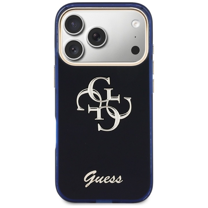 Калъф Guess IML 4G Script Metal, съвместим с iPhone 17 Pro Max, тъмносин