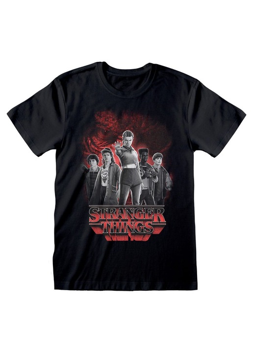 Férfi póló Heroes inc, Stranger Things, fekete, pamut, Fekete