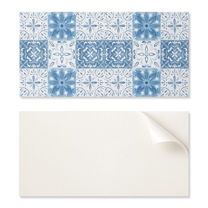 Dekoratív öntapadós tapétapanel, Coloray, 120x60cm, virágos csempe minta, nedvességálló