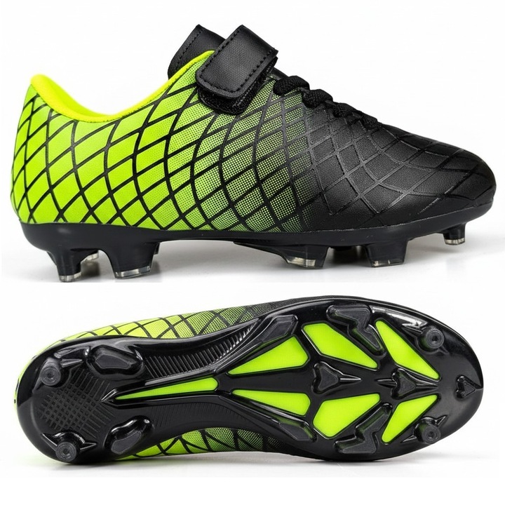 Детски футболни обувки Permani, еко кожа, система Velcro, Черен