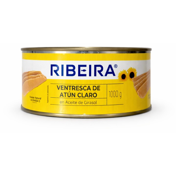 Conserva ton Ribeira, 1000 gr, in ulei de floarea soarelui, provenit din Ecuador, proteine bogate