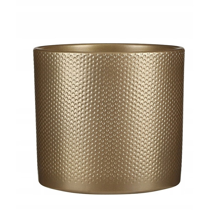 Ghiveci ceramic, Edelman, 12cm, aurie, structura usor lucioasa, 10cm