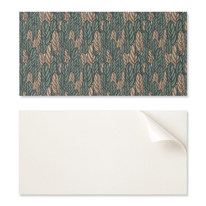 Set de placi PVC autoadezive cu model pentru dormitor, model frunze in aranjament 2D 10x40x20 cm