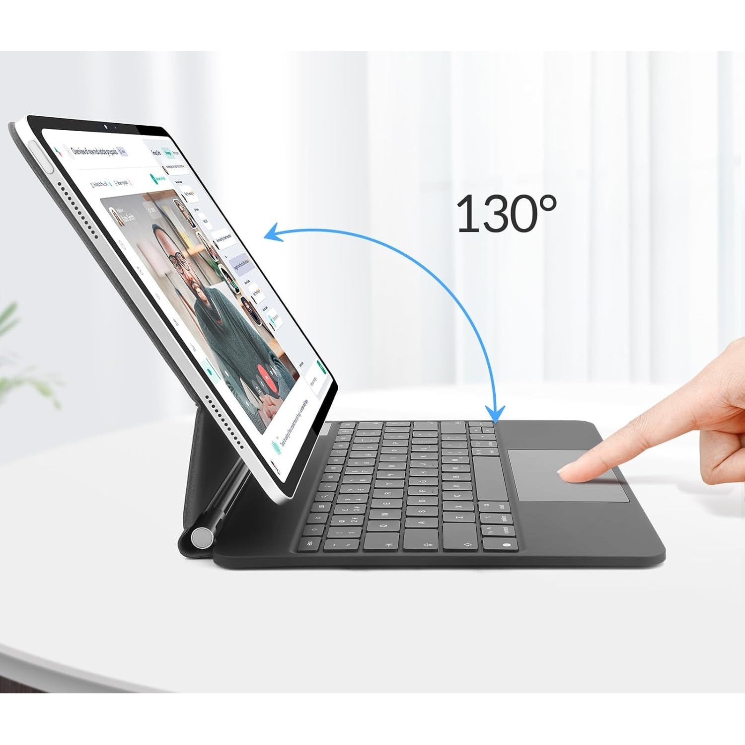Husa tableta cu tastatura si touchpad pentru iPad Pro 12.9, model Rii HL129, design elegant, dimensiuni compacte