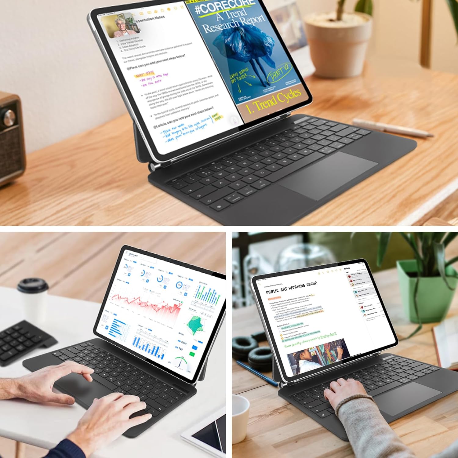 Husa tableta cu tastatura si touchpad pentru iPad Pro 12.9, model Rii HL129, design elegant, dimensiuni compacte