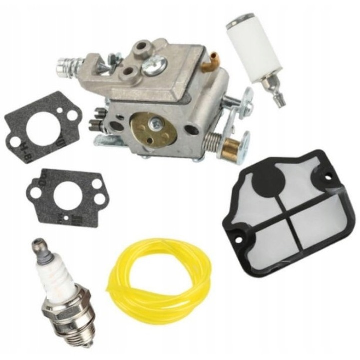 Karburátor komplett NÉMET Husqvarna 36/41/136/137/141/142 típushoz, szűrőkkel és tömítésekkel, 19mm/16mm, új