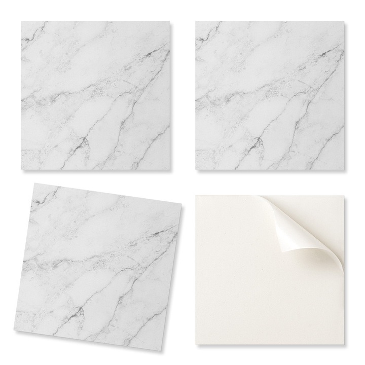 Coloray dekorációs csempe szett, 9 db, PVC, márványfehér, 30x30cm