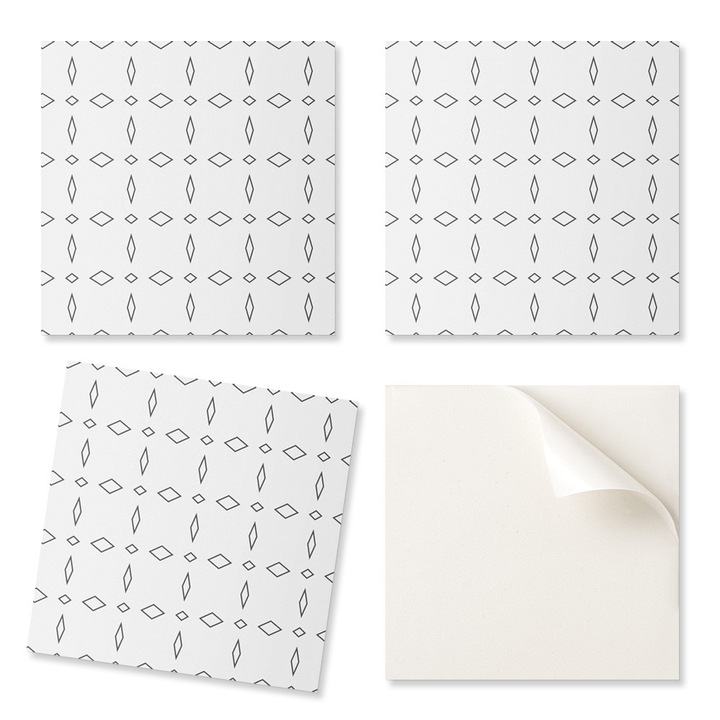 Set 4 placi Decorative Coloray, alb, 50x50 cm, vinil