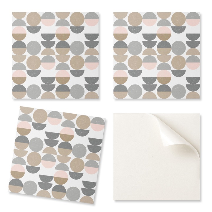 Coloray dekorációs táblák, 4 db-os készlet, kör geometriai mintás, többszínű, 50x50cm