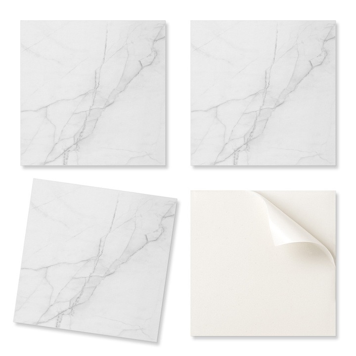 Set 4 placi Decorative Coloray, alb, 50x50 cm, PVC