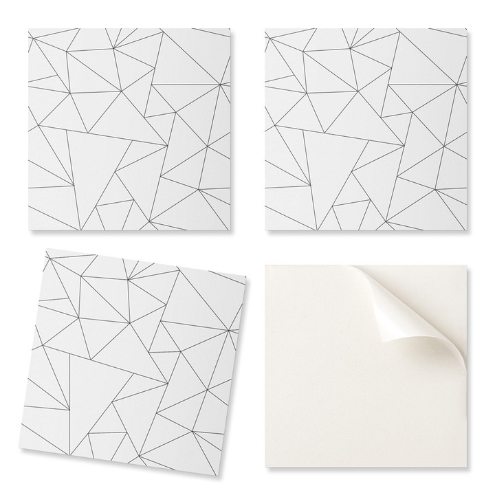 Set stickere decorative Coloray, model abstract triunghiuri, 4 buc, 50x50cm, multicolor