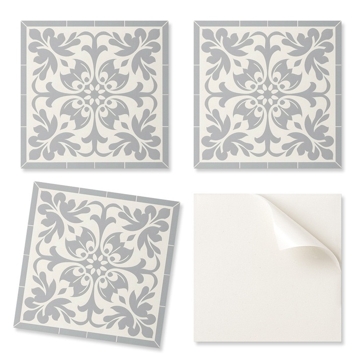 Placi decorative Coloray, set 4 buc, 50x50cm, model vegetal, rezistente la umiditate