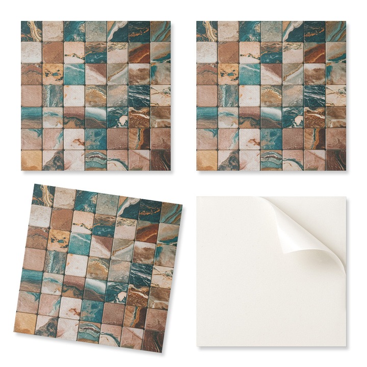 Coloray 20 db Dekorációs Vinyl Csempe Szett, Mozaik, 20x20cm, Nedvességálló