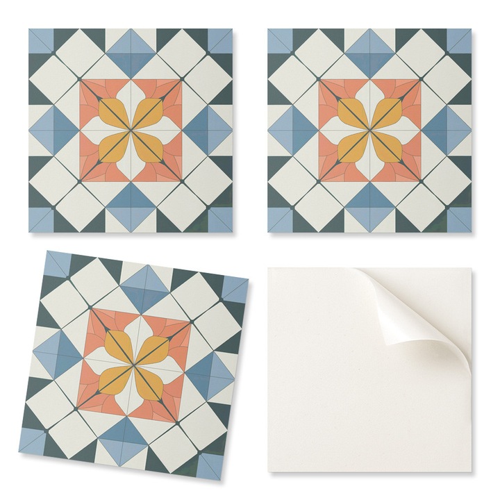 Set placi decorative, Coloray, 9 buc, vinil, geometric, 30x30cm, multicolor