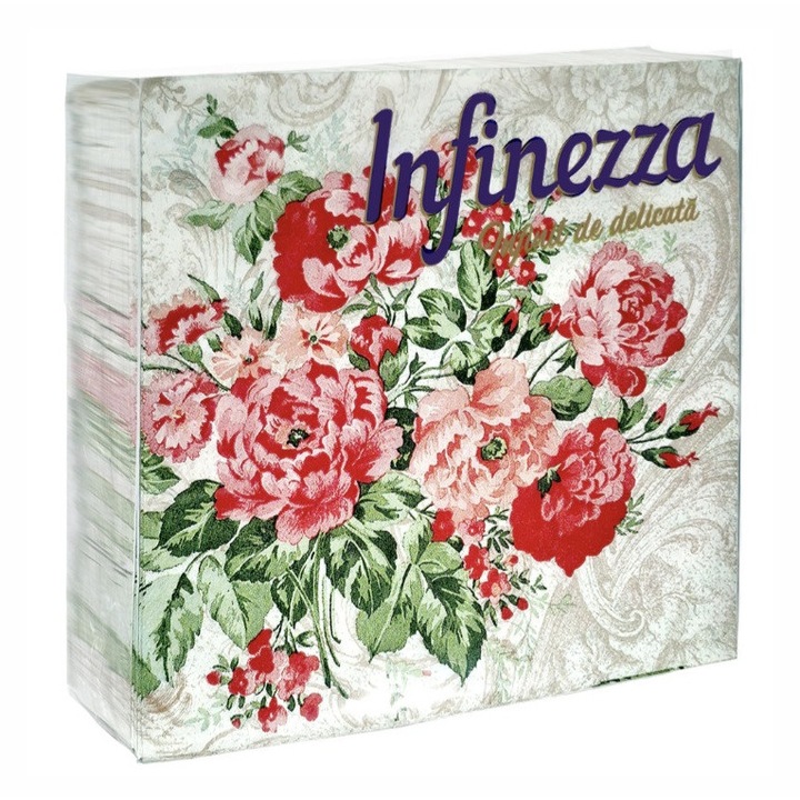 Servetele masa Infinezza, Red Roses, 33x33cm, 3 straturi, 20 bucati/set