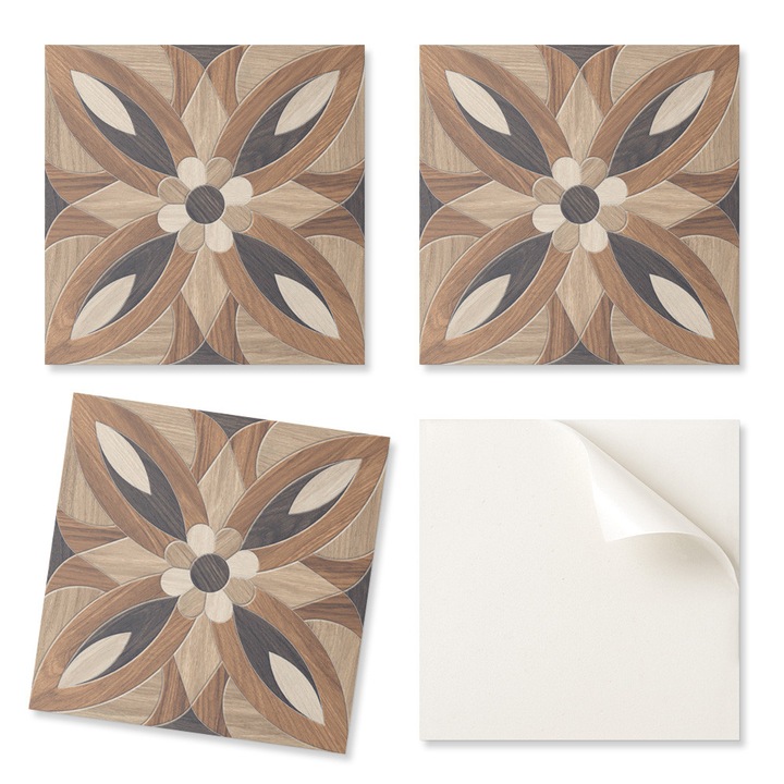 Coloray öntapadós padlólap készlet, virágmintás, 20x20 cm, 20 darab, nedvességálló