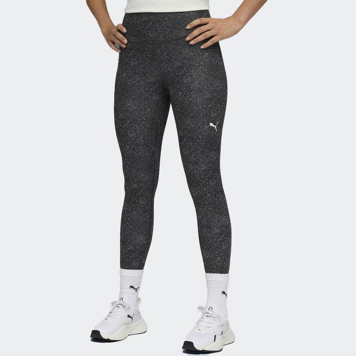 Pantaloni sport dama, Puma, TRAIN ALL DAY Essentials, 7/8, imprimeu cu pietricele, gri inchis, material reciclat, XS INTL