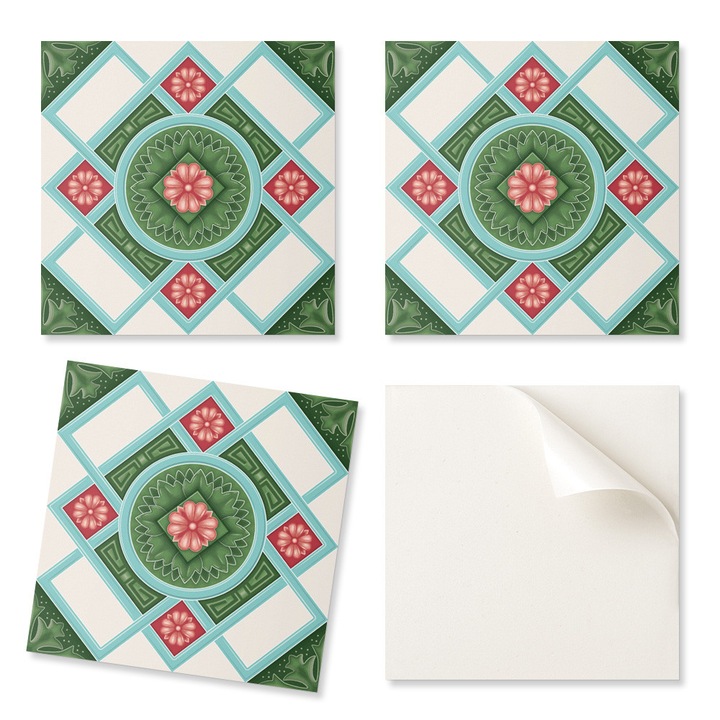 Coloray Dekoratív Csempekészlet, Virágmotívum, 20x20cm, 20 darab, Nedvességálló