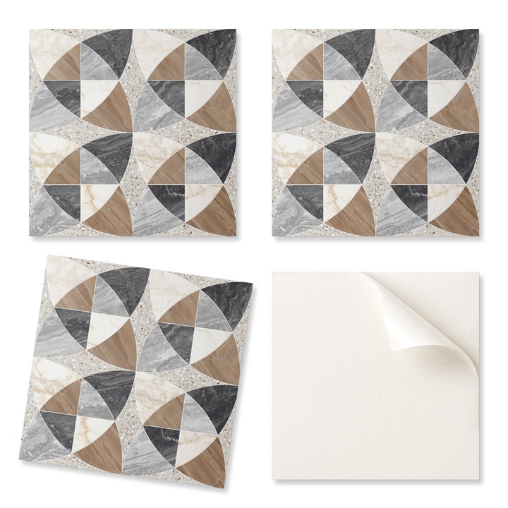 Set placi decorative Coloray, geometric, 20x20cm, 20 bucati, rezistente la umiditate, multicolor