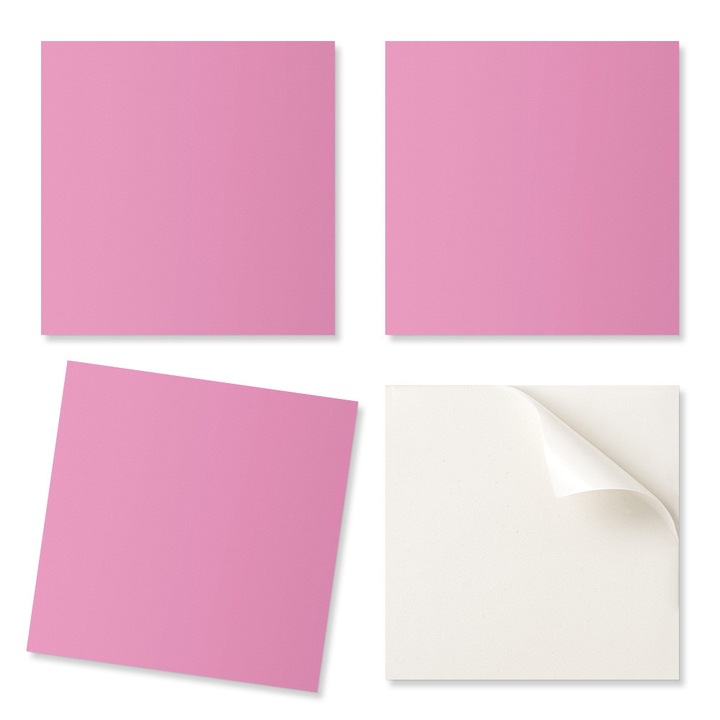 Placi decorative Coloray, set 4, roz pastel, 50x50cm, PVC, rezistent la umiditate