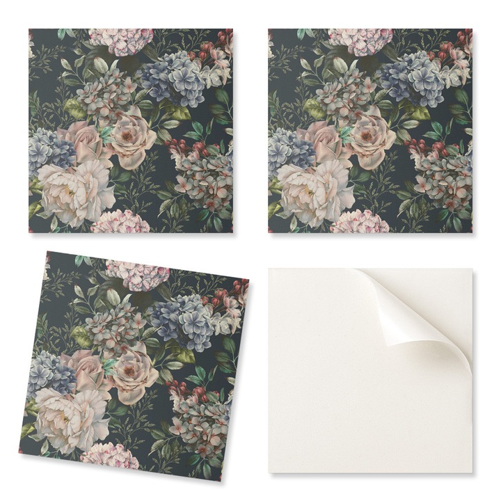 Coloray dekoratív matrica készlet, 4 darab, virágminta, többszínű, 50x50cm