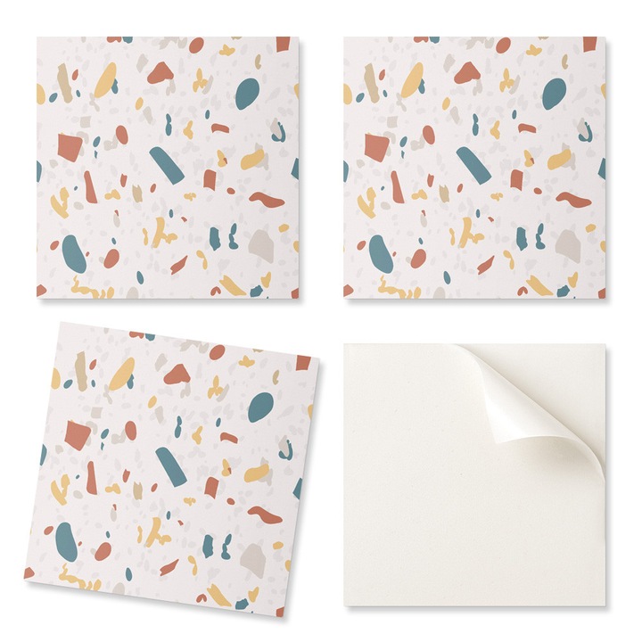 Set 4 placi din PVC Coloray, 50x50cm, rezistente la umiditate, culori intense