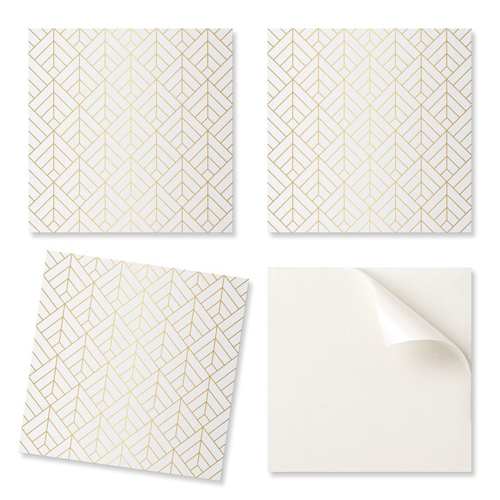 Set Placi Decorative Coloray, 4 bucati, 50x50cm, motiv frunze 3D, rezistent la umiditate