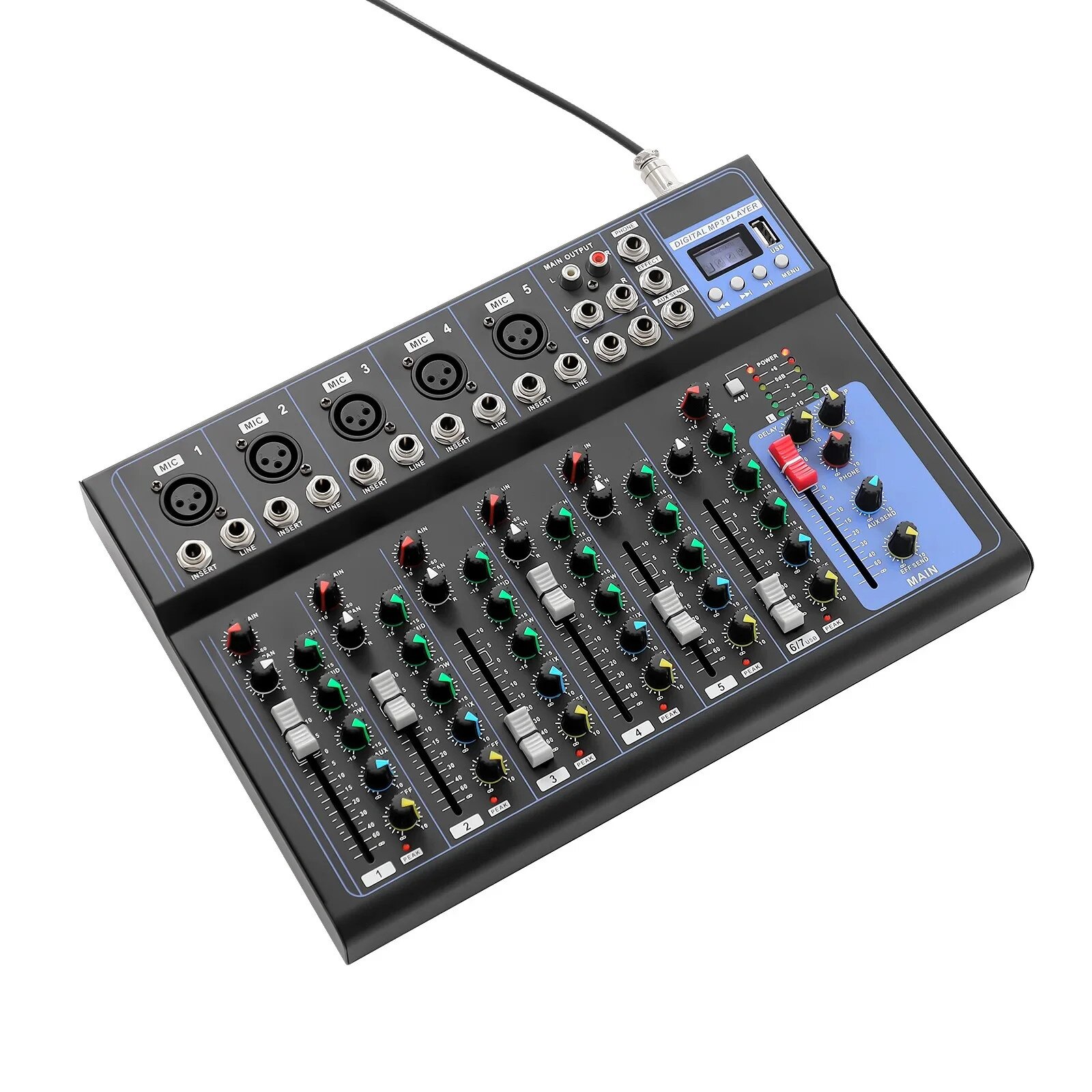 Mixer audio 2 canale, Zeaicos, alimentare fantoma USB 48V, compact