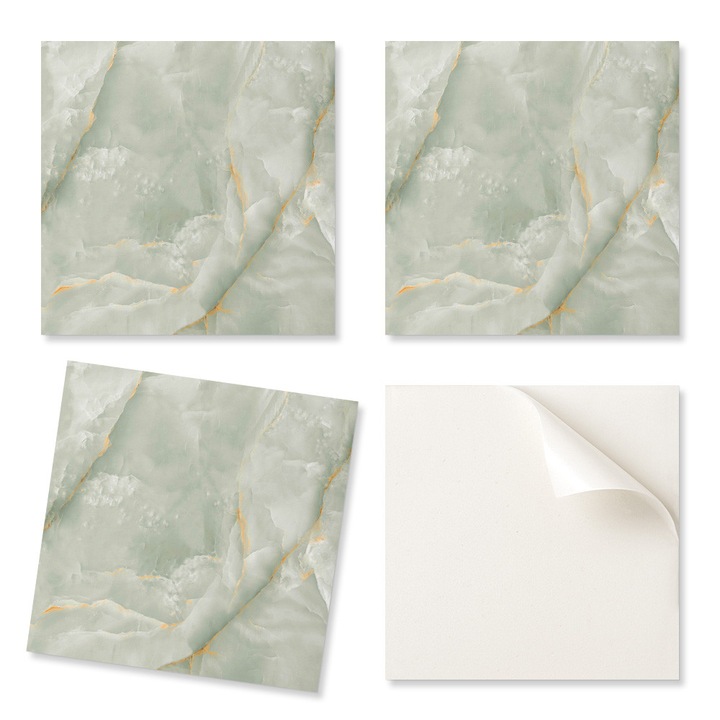 Set de 9 accesorii decorative Coloray, placi PVC cu model marmura, 30x30cm, rezistente la umiditate, culori intense