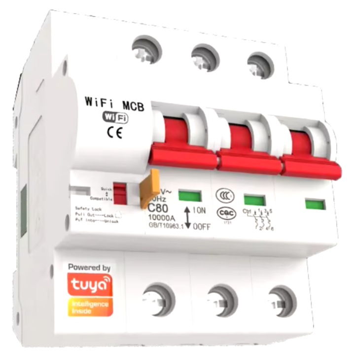 Disjunctor WiFi 40A - Tuya, 3 poli, cu protectie la scurtcircuit
