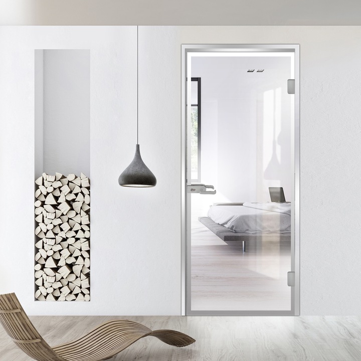 Studio Silver L tokos lengőajtó, incolor Frame modell, 90x198 cm üregméretre, 8 mm vastag víztiszta üveg