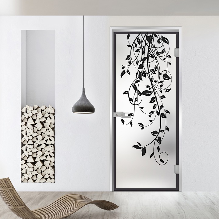 Usa batanta Studio Silver, model Dance negru pentru gol 90x198 cm cu toc Z pentru interior, sticla 8 mm mata, securizata