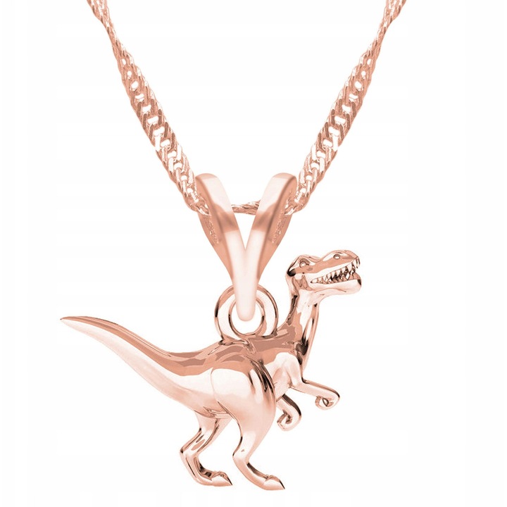 Colier Dinozaur, Larezo, argint 925, roz auriu, 52cm + 3cm, anti-alergic