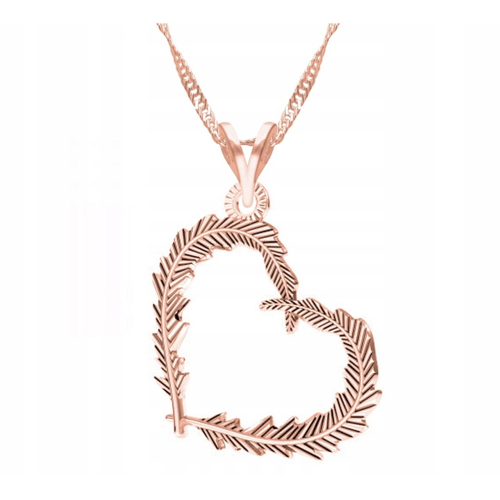 Colier dama, Larezo, Inima, argint 925, roz auriu, 52cm + 3cm, design elegant