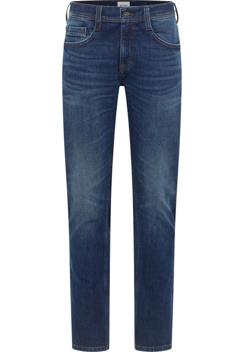 Férfi farmer, Mustang, Style Oregon Slim, Slim Fit, Alacsony derék, Hosszú, Cipzáras, 5 zseb, Pamut, Kék, Kék