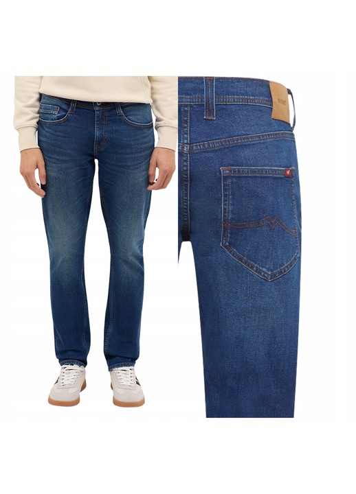 Férfi farmer, Mustang, Style Oregon Slim, W33-L34 US, Kék, Slim Fit, Pamut, Klasszikus Alkalmi Dizájn, Ideális Mindennapi Viseletre, Hosszú
