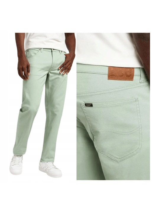 Blugi Barbati, Lee, Daren Zip Fly, Straight Fit, Talie Joasa, Fermoar, Lungi, 5 Buzunare, Bumbac, Verde, Verde
