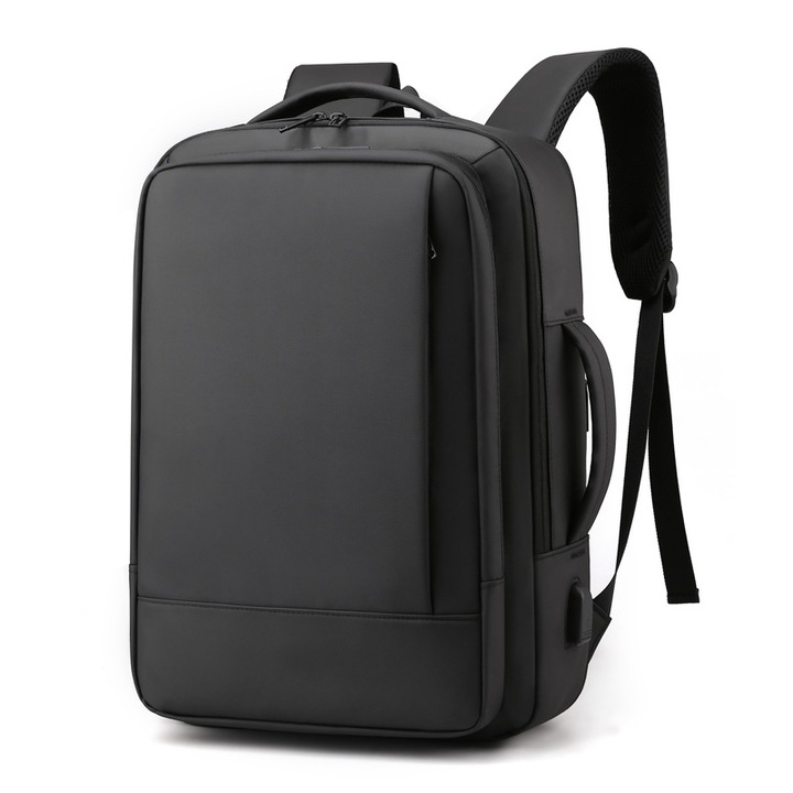 Rucsac extensibil laptop, Cracos, 40x30x20, multiple compartimente, port USB, maner lateral